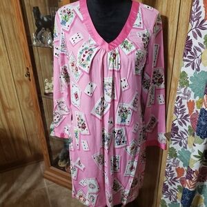 Nwot Nick & Nora Floral Playing Cards Nightgown